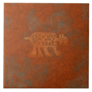 Azulejo De Cerâmica Petroglifo de Lince dos Canyons do Sudoeste