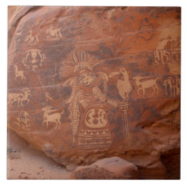 Azulejo De Cerâmica Petróglifo Nativo Americano do Sudoeste