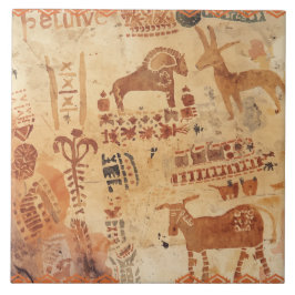 Azulejo De Cerâmica Petróglifo Nativo Americano do Sudoeste