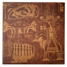 Azulejo De Cerâmica Petroglifo Nativo Americano do Sudoeste