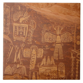 Azulejo De Cerâmica Petroglifo Nativo Americano do Sudoeste