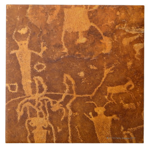 Azulejo De Cerâmica Petroglyphs do nativo americano, painel de