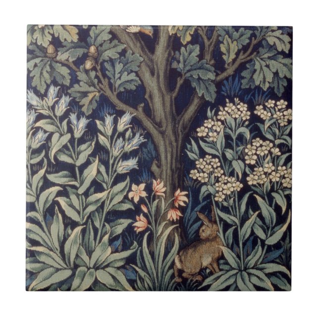 Azulejo De Cerâmica Pheasant Pássaro Árvore Floresta William Morris (Frente)