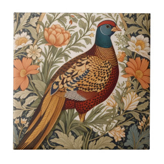 Azulejo De Cerâmica Pheasant Vintage Floral William Morris Inspired 