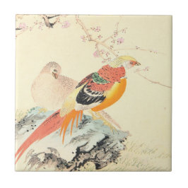 Azulejo De Cerâmica Pheasants Chineses Imao Keinen aves e sakura
