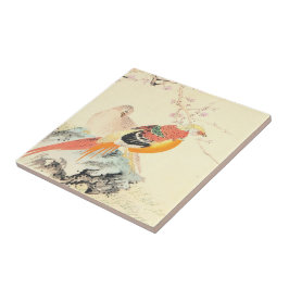 Azulejo De Cerâmica Pheasants Chineses Imao Keinen aves e sakura
