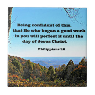 Azulejo De Cerâmica Phil. 1:6 Confiando nisso, que ele...