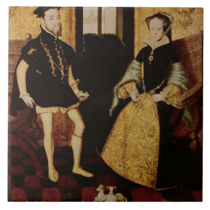 Azulejo De Cerâmica Philip II e Mary mim, 1558