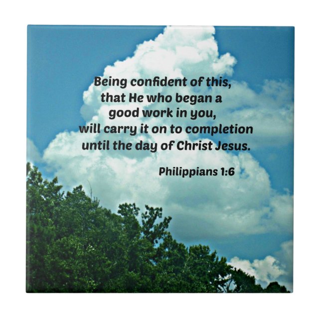 Azulejo De Cerâmica Philippians 1:6 Confiando nisso, ... (Frente)