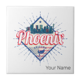 Azulejo De Cerâmica Phoenix Arizona EUA Skyline Vintage EUA