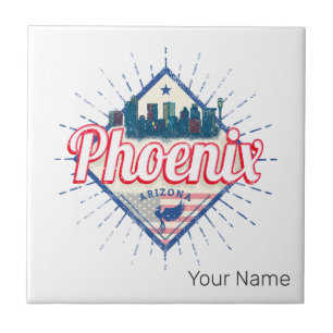 Azulejo De Cerâmica Phoenix Arizona EUA Skyline Vintage EUA