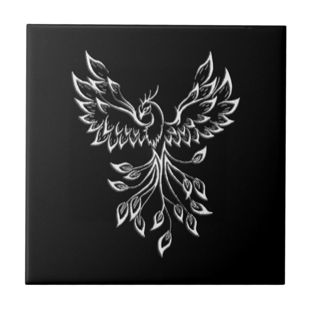 Azulejo De Cerâmica Phoenix nasce em preto (Frente)