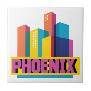 Azulejo De Cerâmica Phoenix, skyline de néon da arizona