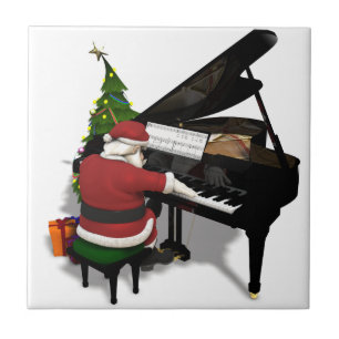 Azulejo De Cerâmica Piano de Reprodução do Papai Noel