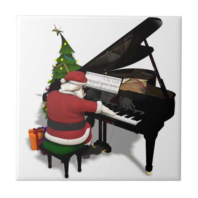 Azulejo De Cerâmica Piano de Reprodução do Papai Noel (Frente)