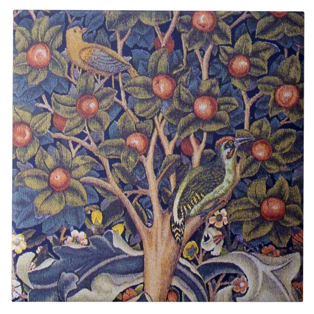 Azulejo De Cerâmica Pica-pau, William Morris (Frente)