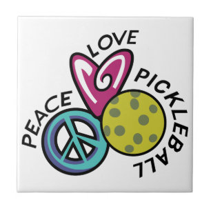 Azulejo De Cerâmica Pickleball de Amor pela Paz