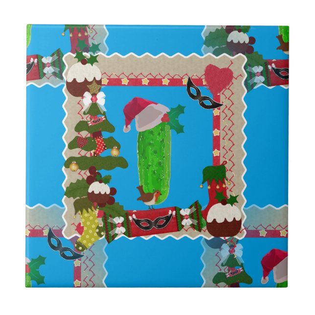 Azulejo De Cerâmica picles de natal feio (Frente)