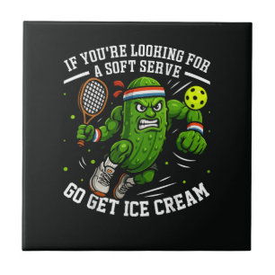 Azulejo De Cerâmica Picles Engraçados Jogando Pickleball