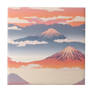 Azulejo De Cerâmica Picos do Pôr do Sol – Paisagem de Sonho da Montanh