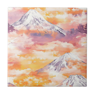 Azulejo De Cerâmica Picos do Pôr do Sol – Paisagem de Sonho da Montanh