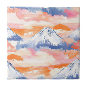 Azulejo De Cerâmica Picos do Pôr do Sol – Paisagem de Sonho da Montanh
