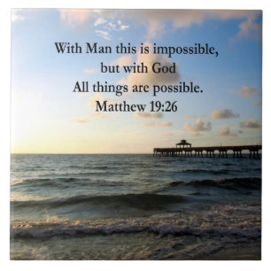 AZULEJO DE CERÂMICA  PICTURESQUE MATTHEW 19:26 OCEAN PHOTO DESIGN