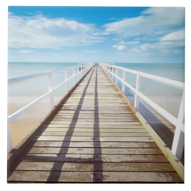 Azulejo De Cerâmica Píer de passarela de praia (Frente)