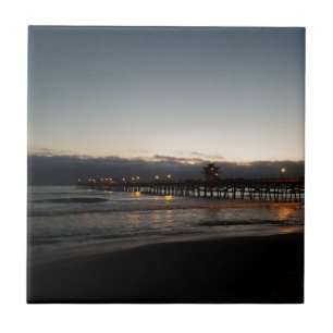 Azulejo De Cerâmica pier de san clemente à noite oceano california