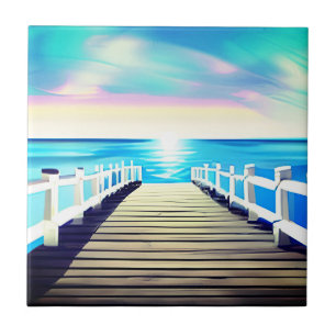 Azulejo De Cerâmica Pier, Ocean e Sky no amanhecer