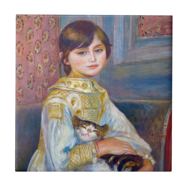 Azulejo De Cerâmica Pierre-Auguste Renoir - Criança com Gato (Frente)