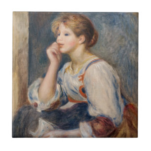 Azulejo De Cerâmica Pierre-Auguste Renoir - Mulher com Letra