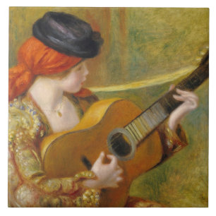 Azulejo De Cerâmica Pierre uma mulher espanhola nova de Renoir com