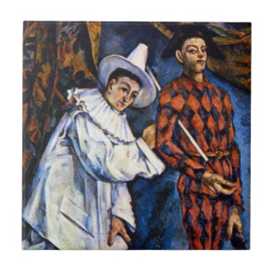 Azulejo De Cerâmica Pierrot e Harlequim, Mardi Gras de Paul Cezanne