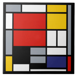 Azulejo De Cerâmica Piet Mondrian, Composição com Grande Plano Vermelh