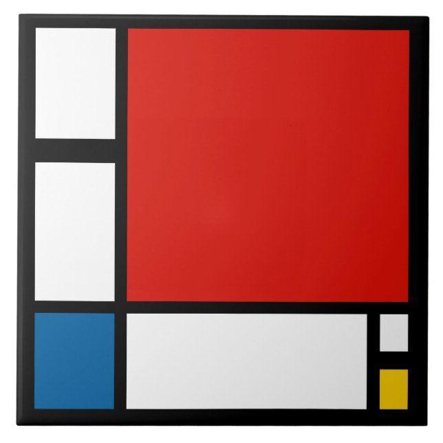 Azulejo De Cerâmica Piet Mondrian, Composição ii (Frente)