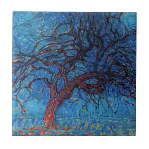 Azulejo De Cerâmica Piet Mondrian, Noite: Árvore Vermelha