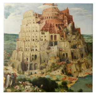Azulejo De Cerâmica Pieter Bruegel a pessoa idosa - a torre de Babel