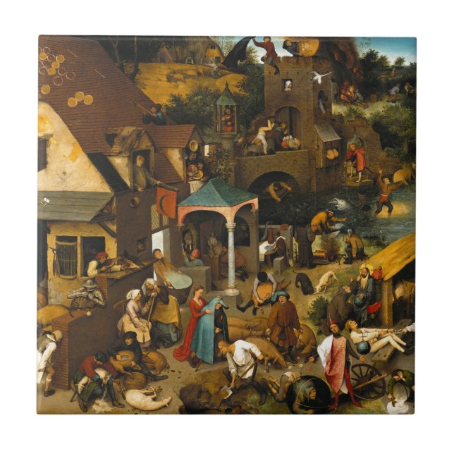 Azulejo De Cerâmica Pieter Bruegel, o Velho - Os Provérbios Holandeses (Frente)