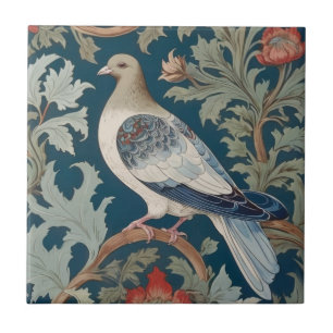 Azulejo De Cerâmica Pigeon Bird William Morris Estilo à esquerda