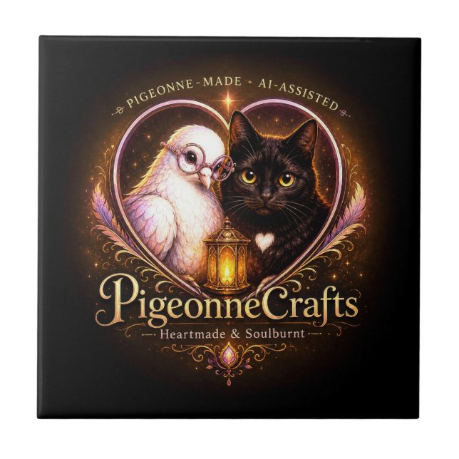 Azulejo De Cerâmica PigeonneCrafts FeitoComAmor  (Frente)