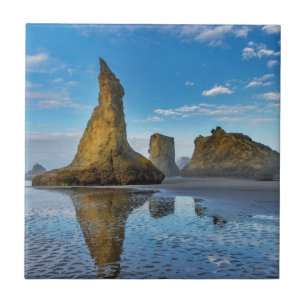 Azulejo De Cerâmica Pilares de rocha no Bandon Beach em Bandon, Oregon