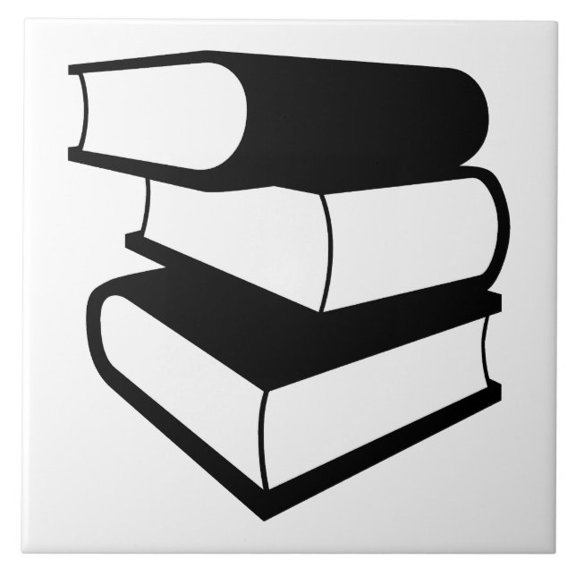 Azulejo De Cerâmica Pilha de livros negros (Frente)