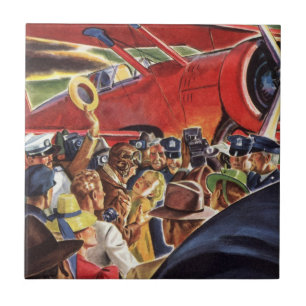 Azulejo De Cerâmica Piloto de avião prop de Solteiro Vintage com Papa
