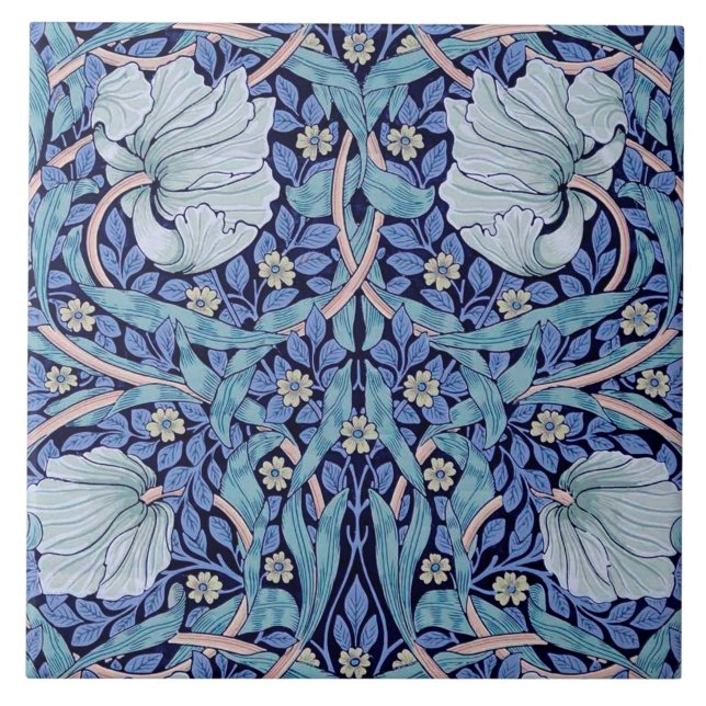Azulejo De Cerâmica Pimpernel Blue, William Morris (Frente)