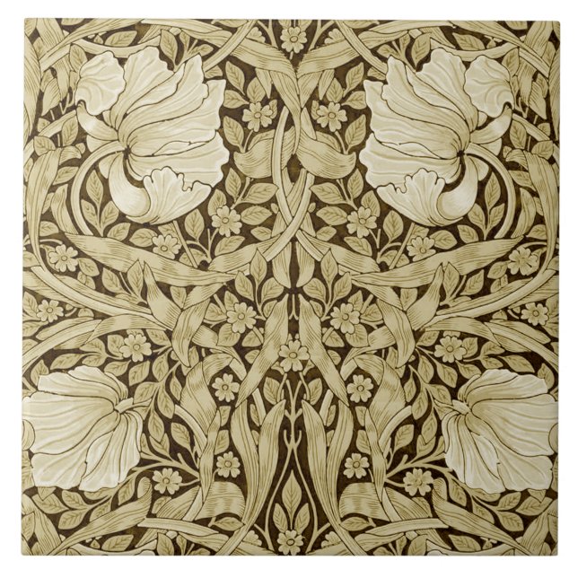 Azulejo De Cerâmica Pimpernel Dourado, William Morris (Frente)