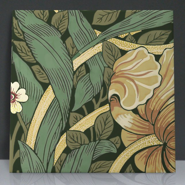 Azulejo De Cerâmica Pimpernel Seamless 3 de 12 Faux Dourado e Sage Gre (Criador carregado)