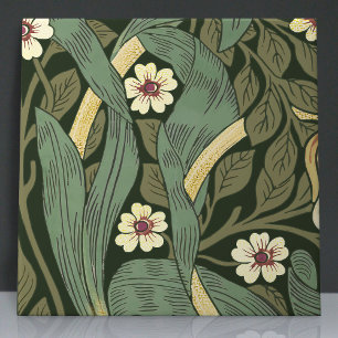 Azulejo De Cerâmica Pimpernel Seamless 9 de 12 Faux Dourado e Sage Gre