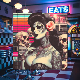 Azulejo De Cerâmica Pin-up Assustador de Synthwave