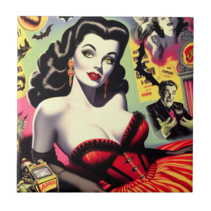 Azulejo De Cerâmica Pin-up de Beauty Vampire